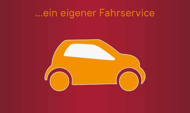 Grafik Auto und Text "...ein eigener Fahrservice"